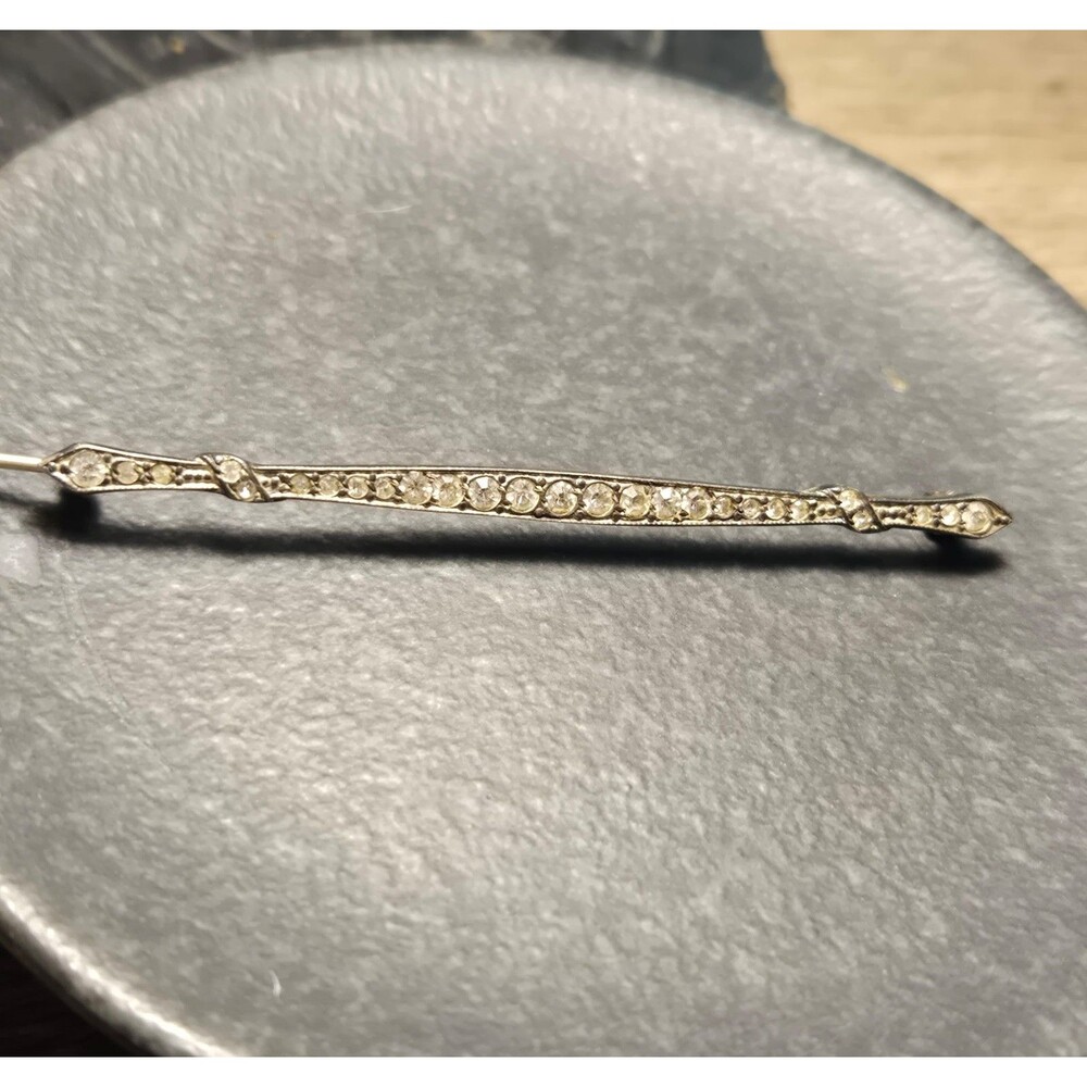 Paste Art Deco Sterling Silver Pin Brooch